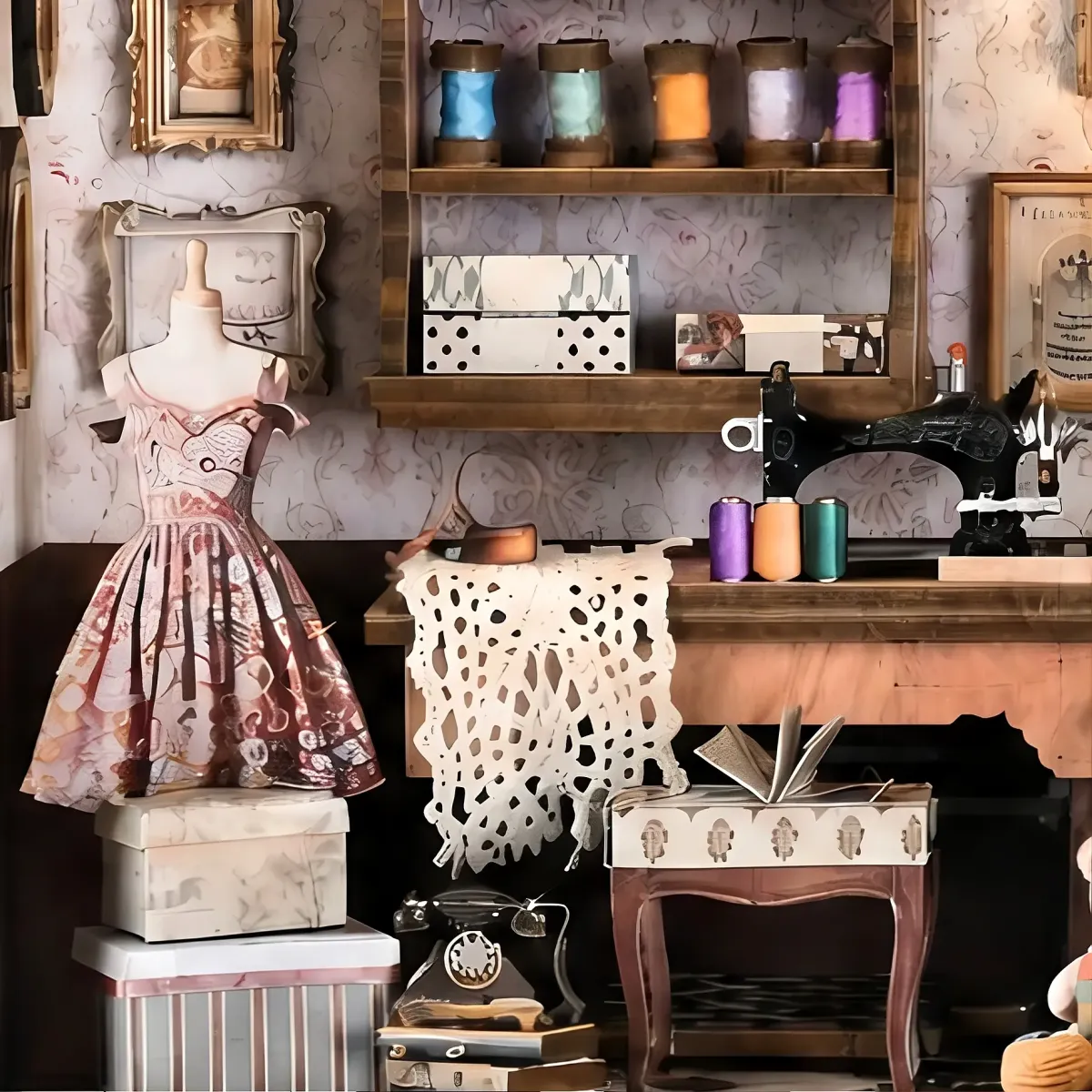 Exquisite Full Sewing & Tailoring Miniature Details