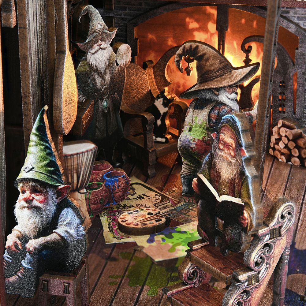 Dwarf's house DIY book nook kit internal detials