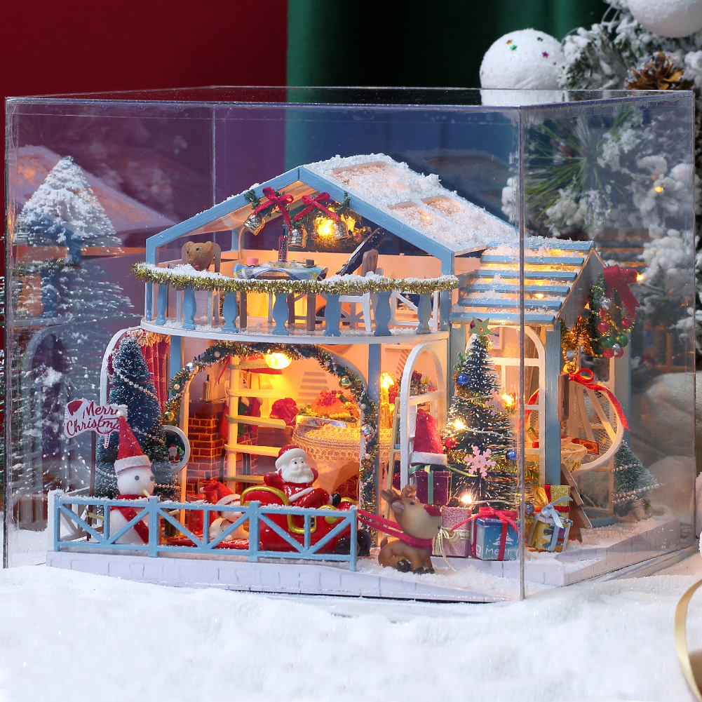 Christmas Snowy Night DIY Miniature Dollhouse Kit-Book Nook World