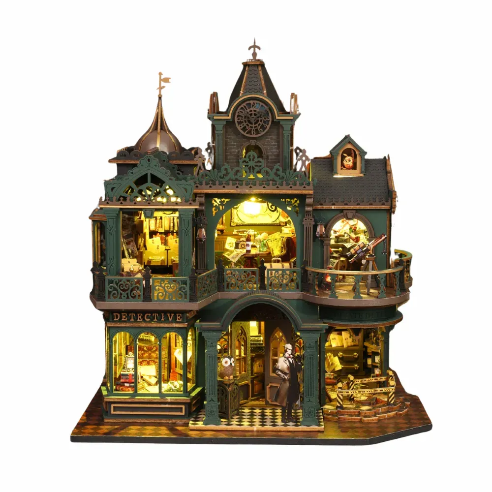 Bouwdetails van Groene Detective Bureau DIY Mini Huis Kit l DIY Miniatuur Kit