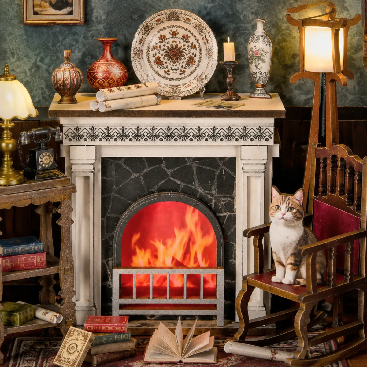 Charming Cat & Living Room Details