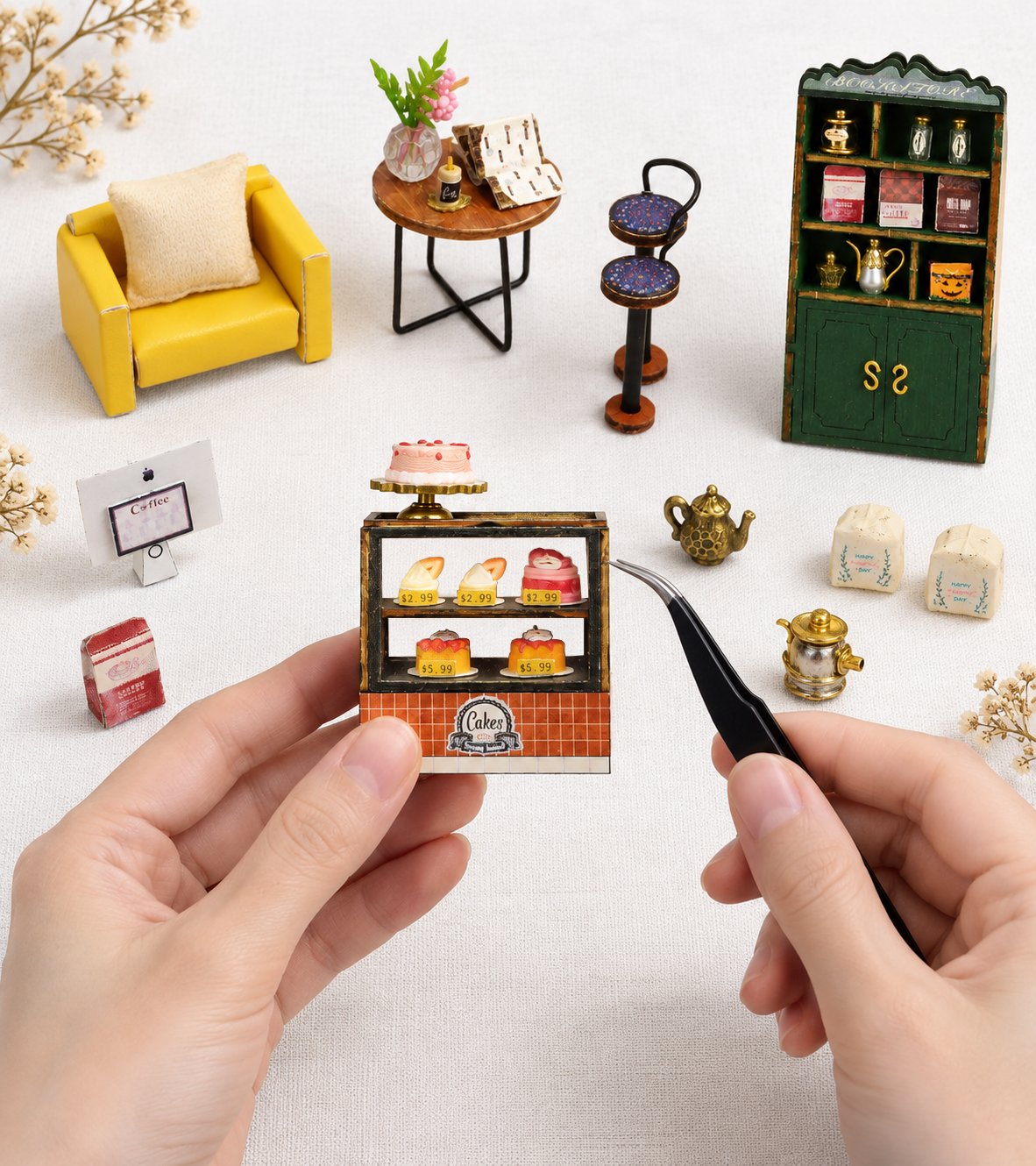 Bouwdetail van Grappige Geneugten: De Bloom & Pastry Retreat DIY Miniatuur Kit