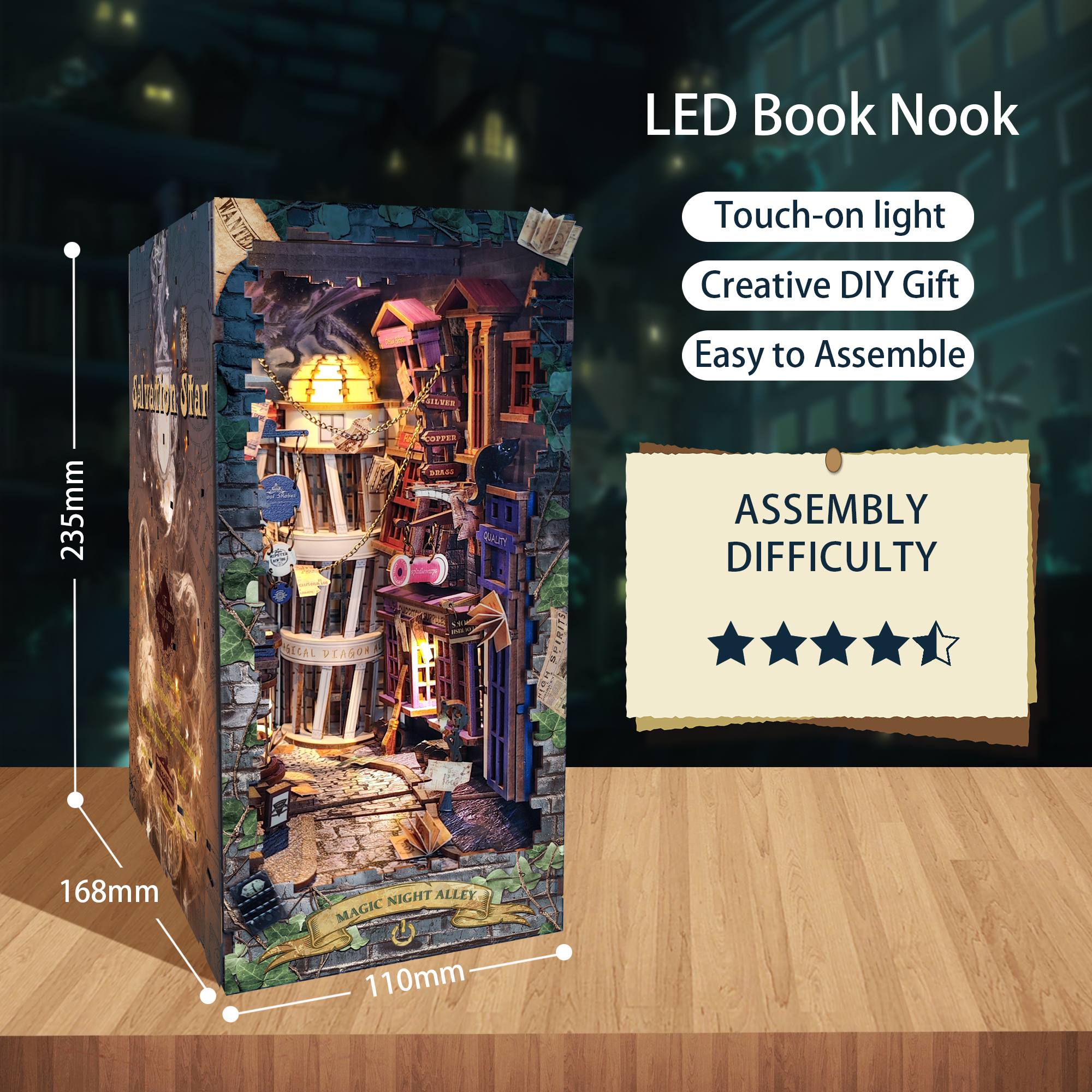 Magic Night Alley DIY Book Nook Kit-Book Nook World