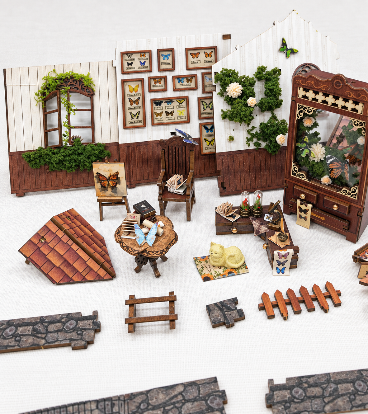 Butterfly House DIY Book Nook Kit build detail