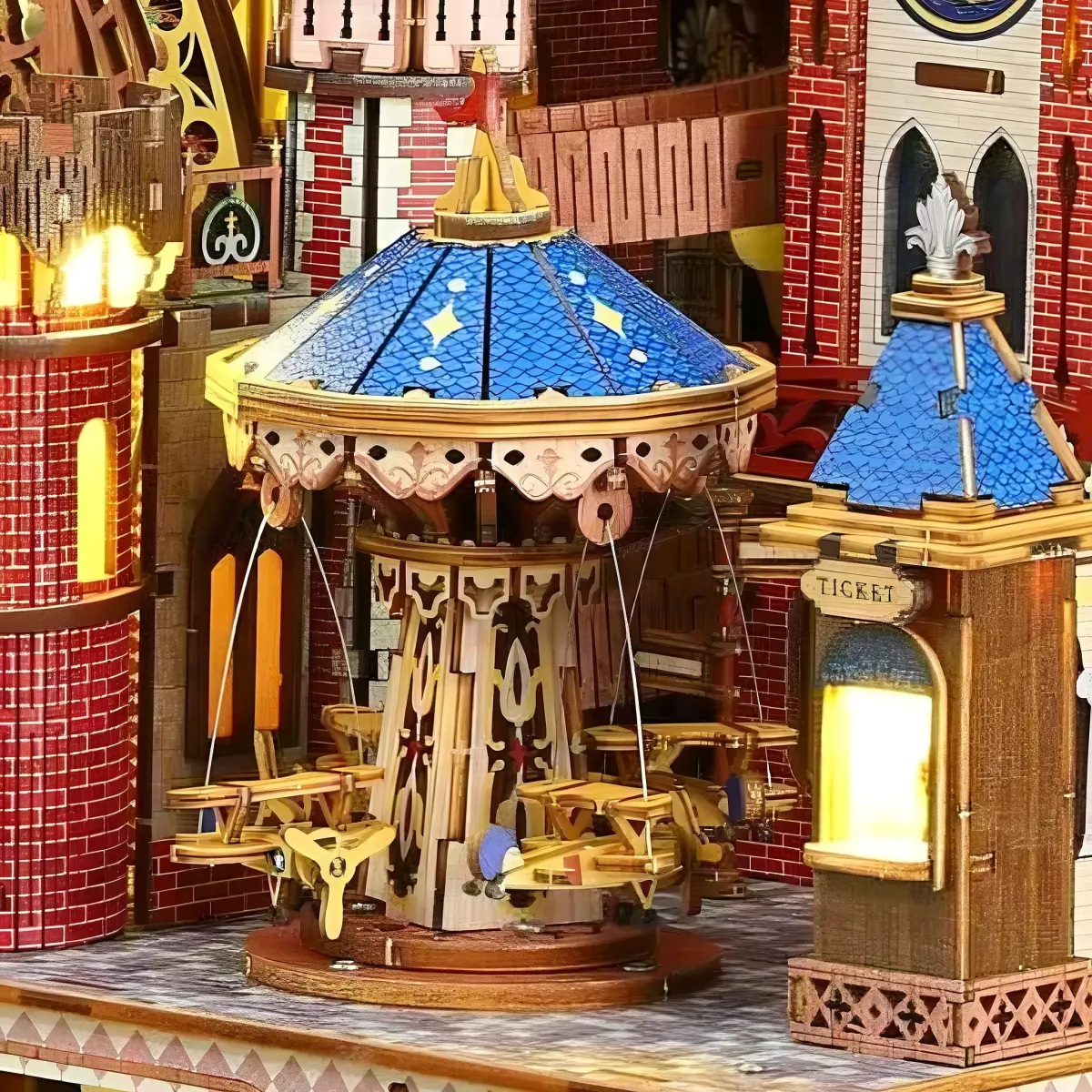 Rotatable Fairground Swing Ride Mini Ornament