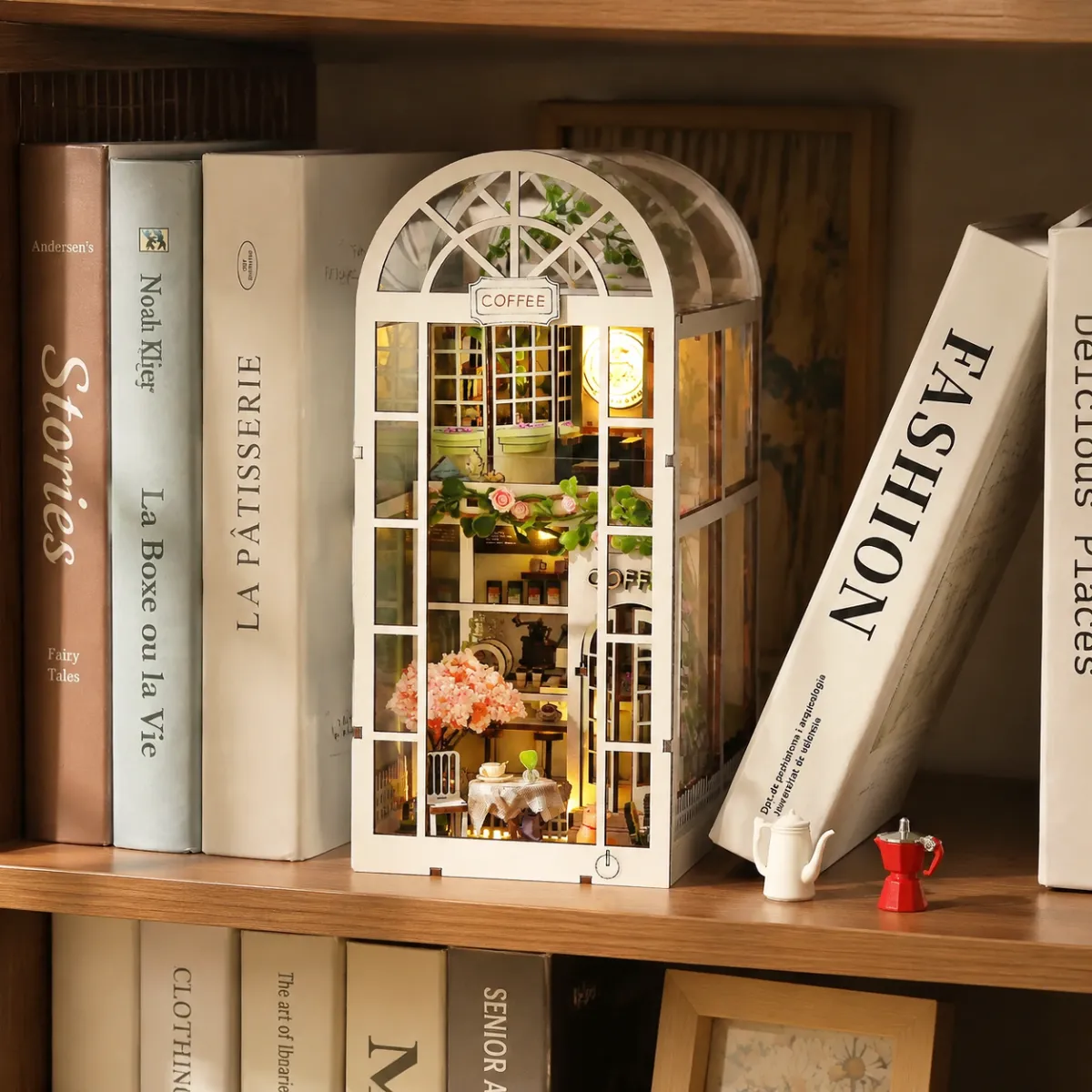 A Cozy Bookshelf Café Display