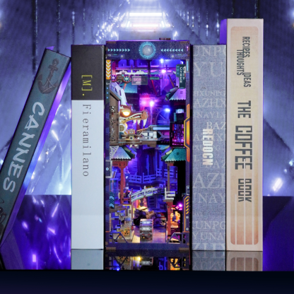 Cyber City DIY Book Nook Kit -Two Lighting Effects - Human Body Sensing Switch & Touch Switch -Book Nook World