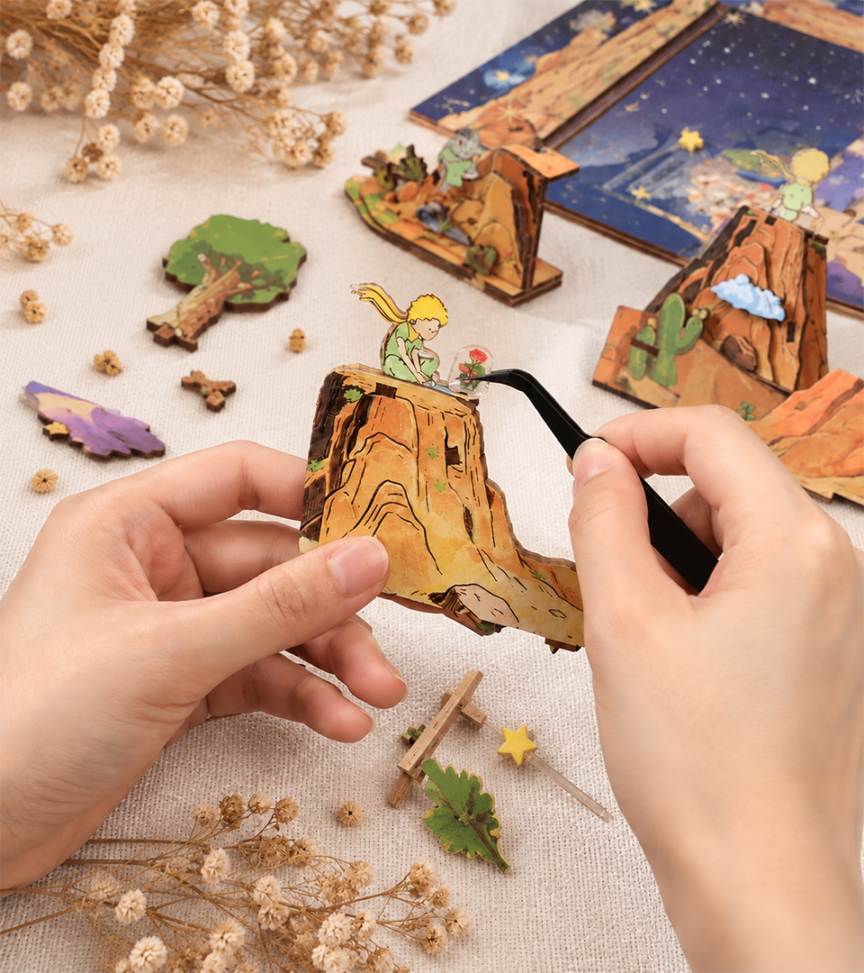 The Planet and the Rose DIY Book Nook Kit build detail