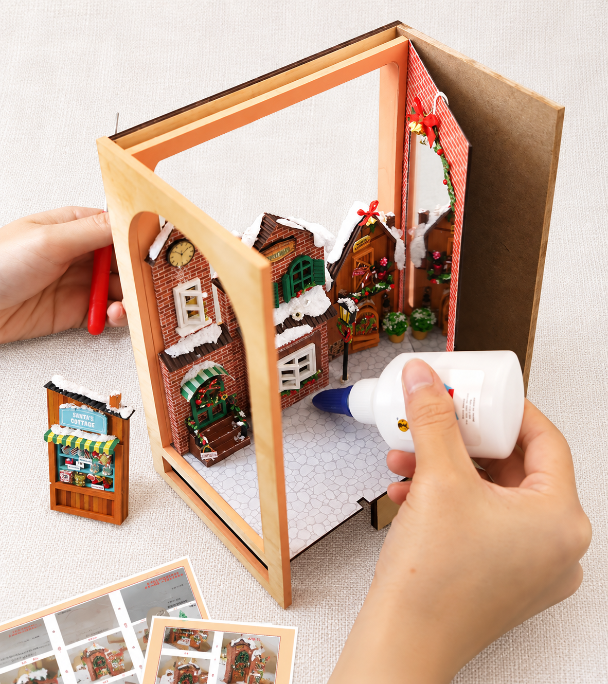  Merry Christmas DIY Book Nook Kit build detail