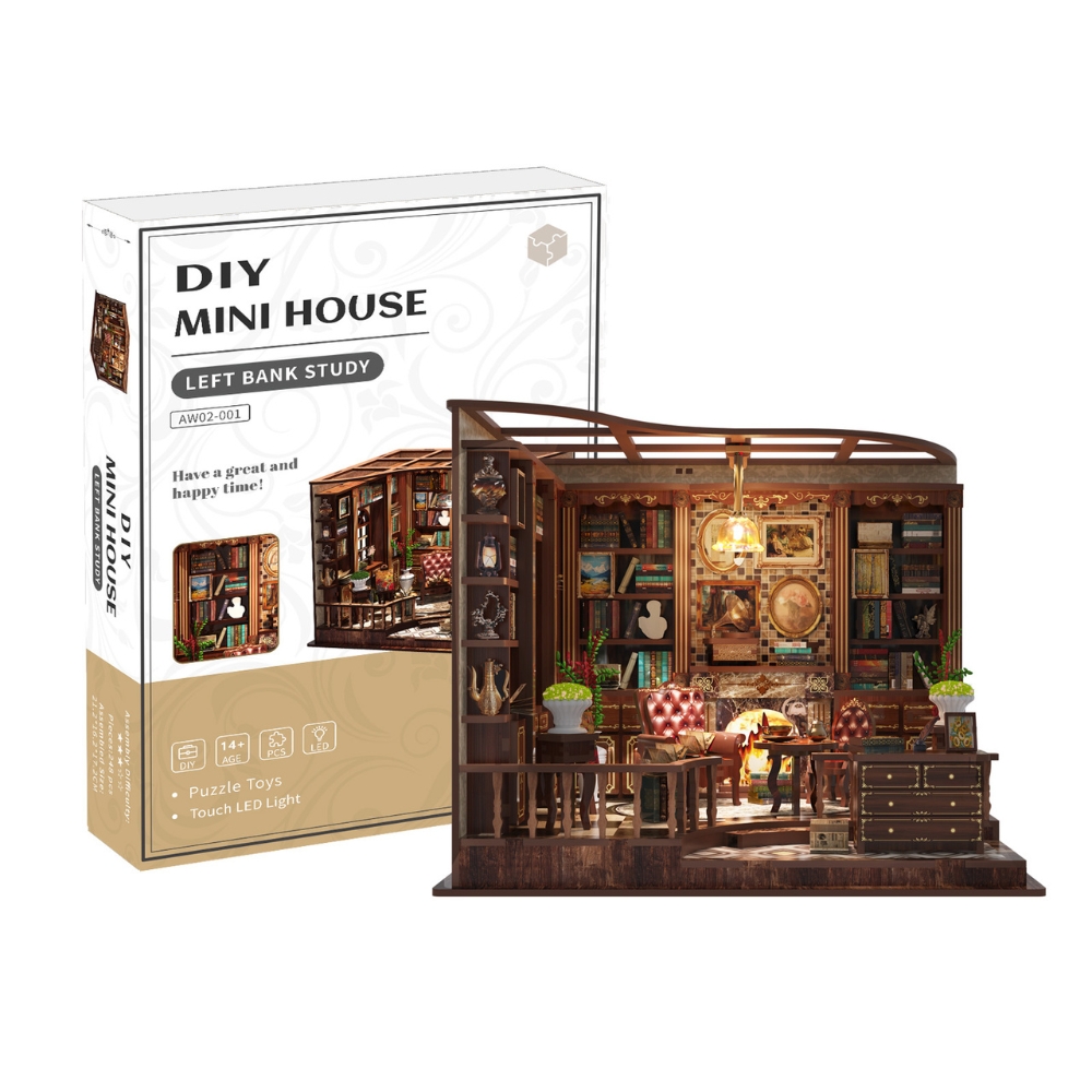 Left Bank Study DIY Mini House Kit l Miniature Kit-Book Nook World