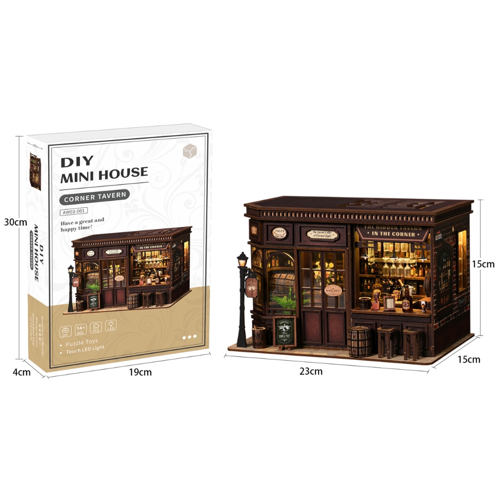 Corner Tavern Mini House Kit l DIY Miniature Kit-Book Nook World