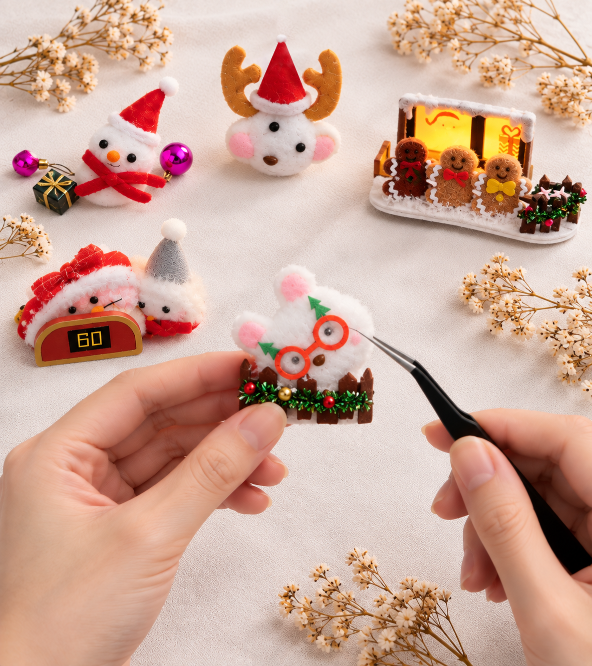 Christmas Crane Game Book Nook Kit build detail