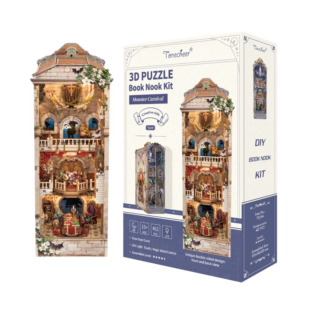 The kit typically includes around 462 pre-cut wood pieces and a dust cover.