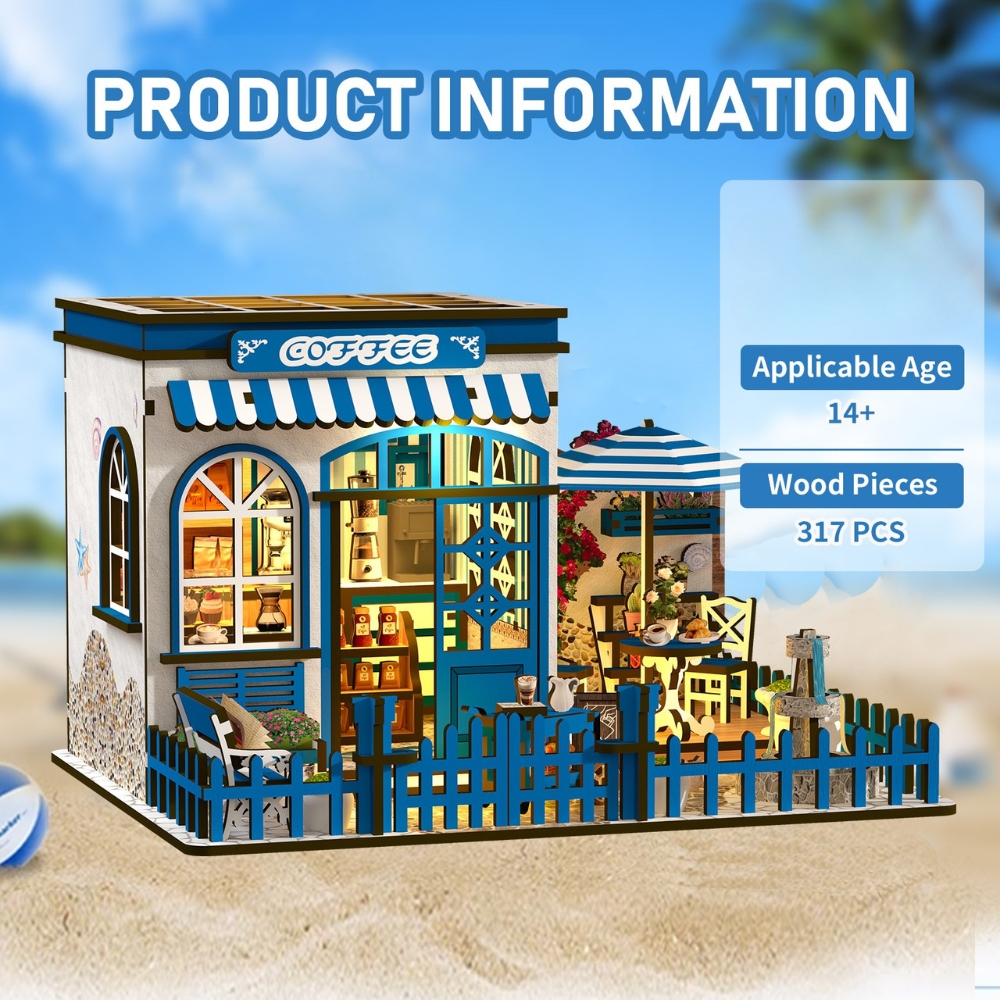 Santorini Sun Coffee DIY Mini House Kit | DIY Miniature Kit-Book Nook World