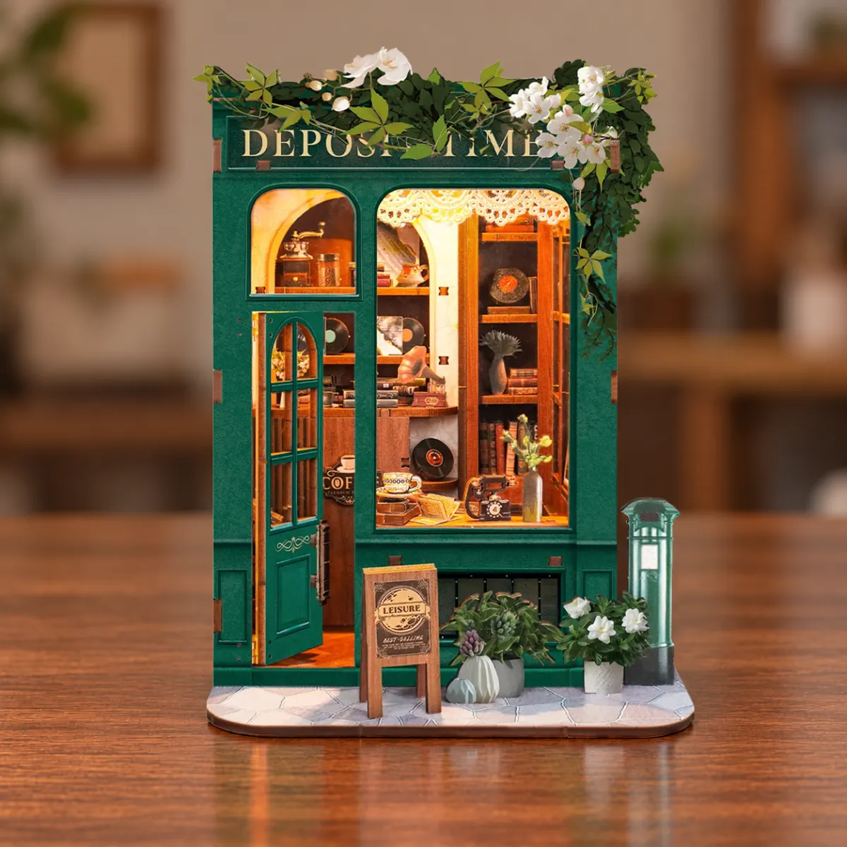 Moments In Time DIY Book Nook Kit with lights on