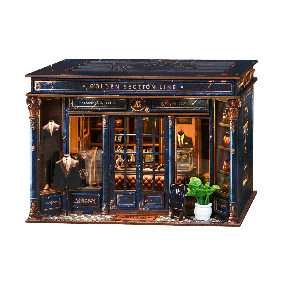 It is a wooden 3D puzzle assembly model kit that includes LED lights. 