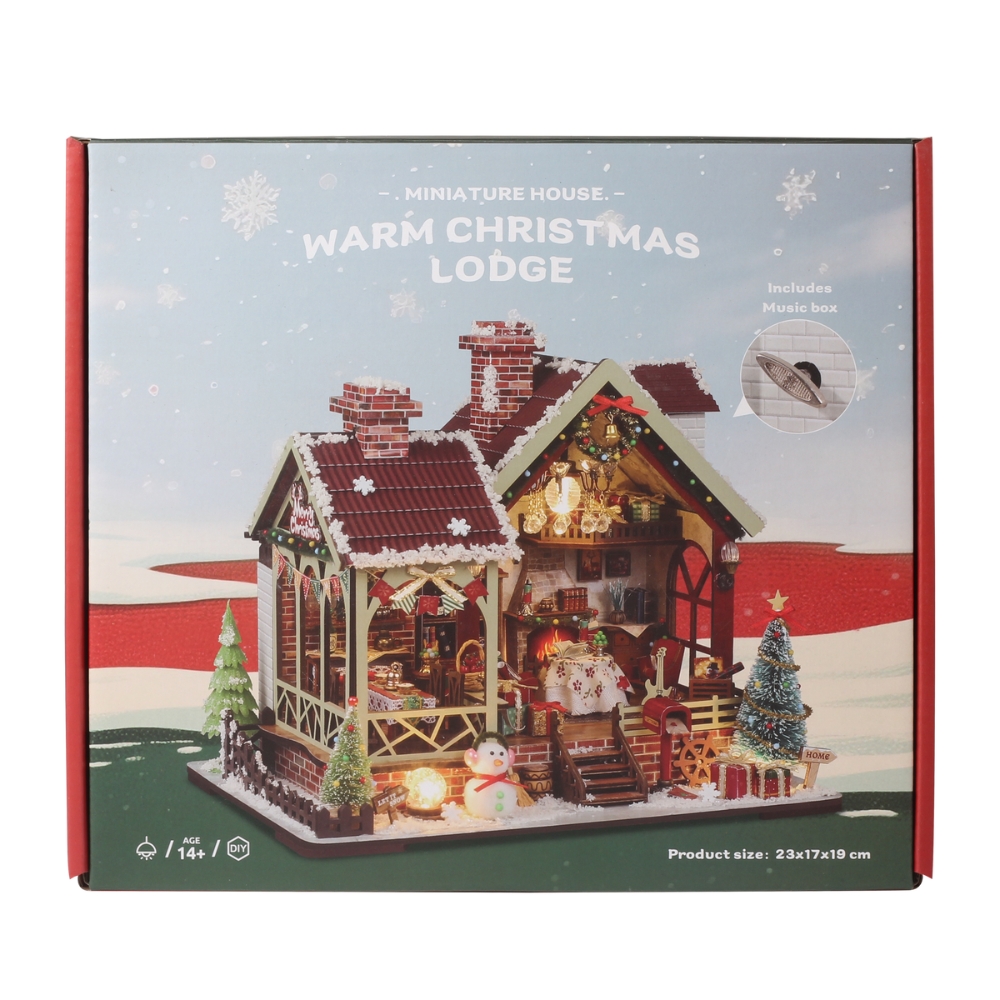 Warm Christmas Lodge Mini House Kit l DIY Miniature Kit-Book Nook World