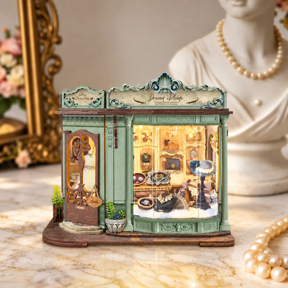 Plume Vintage DIY Miniatuurset met het licht aan