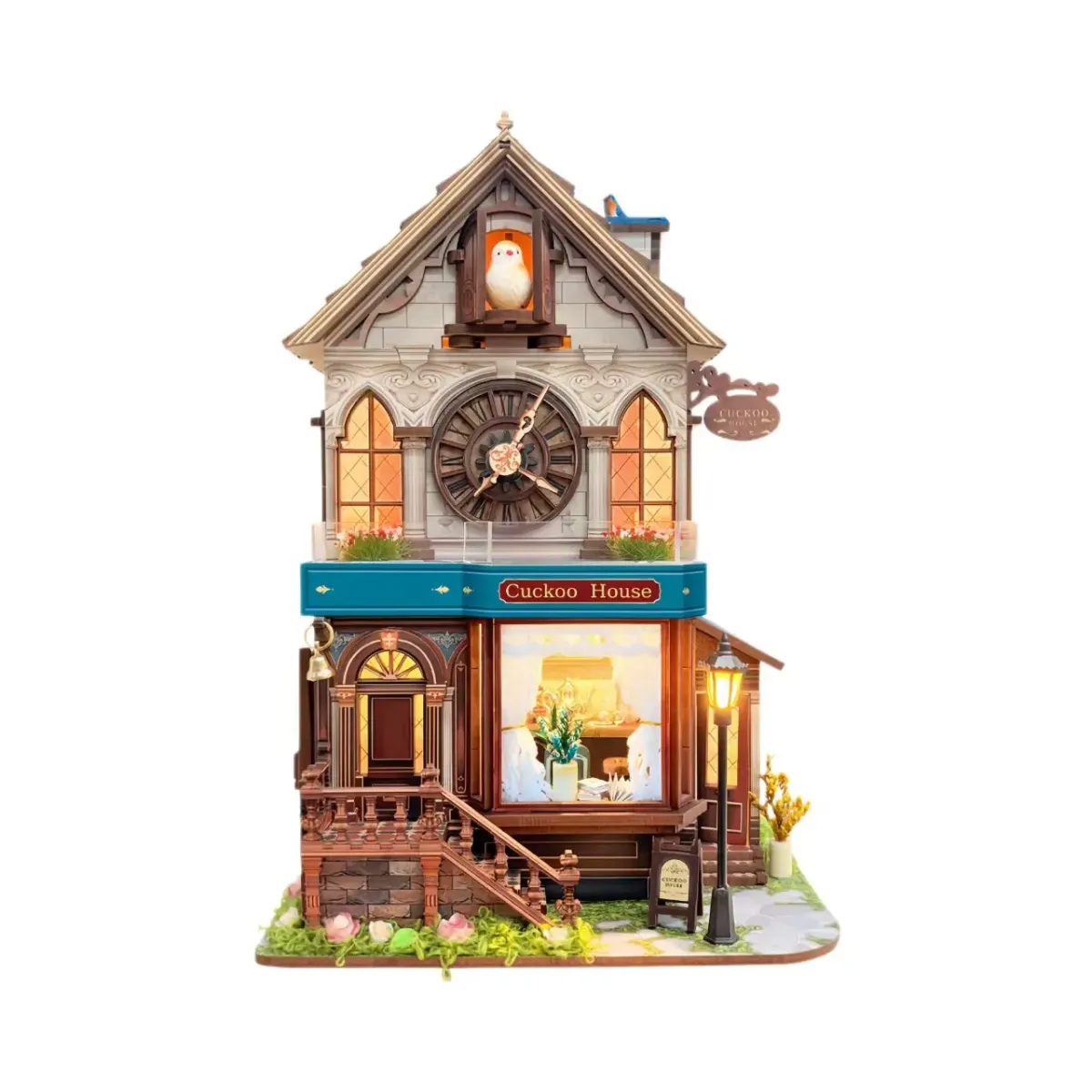 Bouwdetails van Cuckoo Clock House | Mechanisch 3D Houten Puzzel Kit