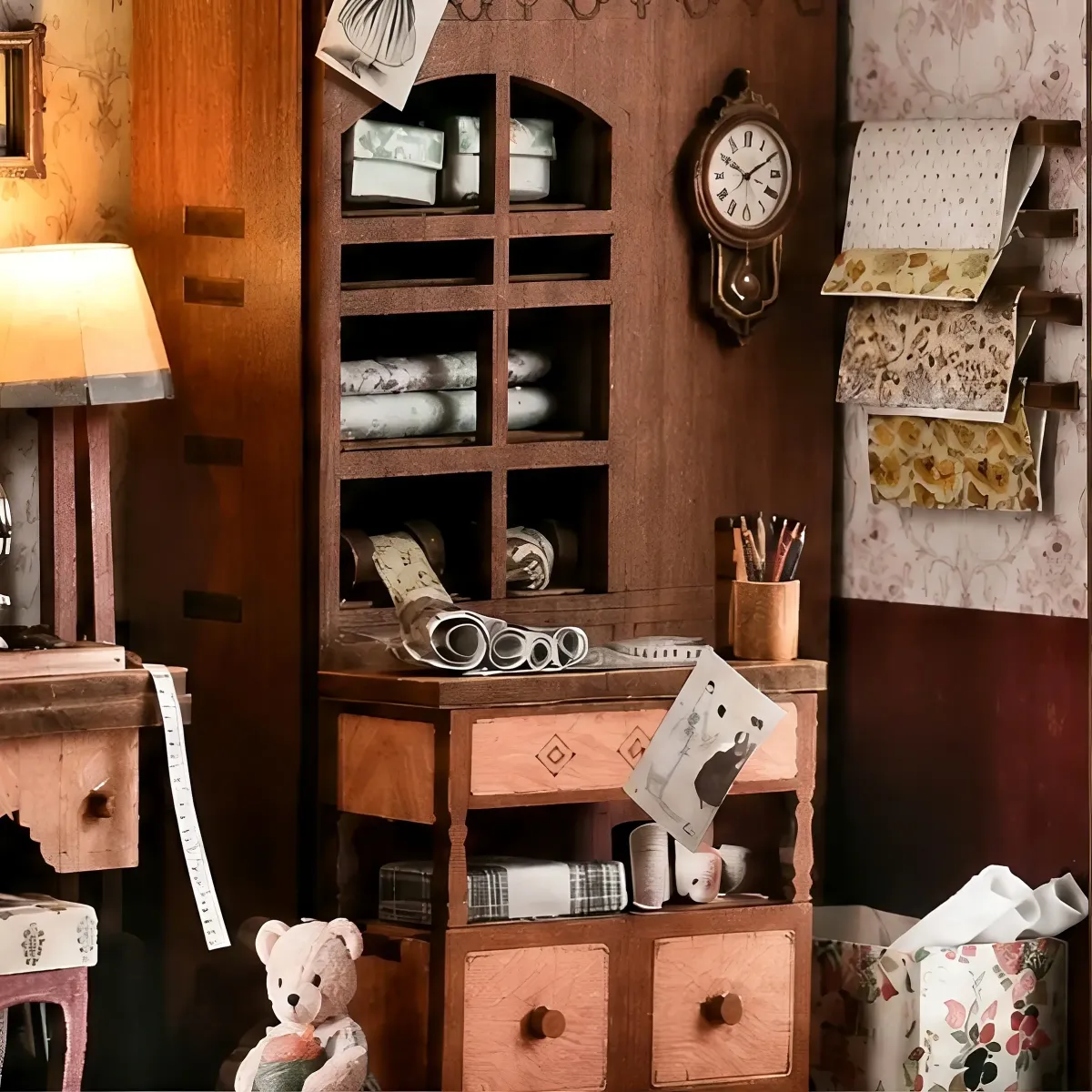 Realistic Multi-Grid Vintage Storage Cabinet