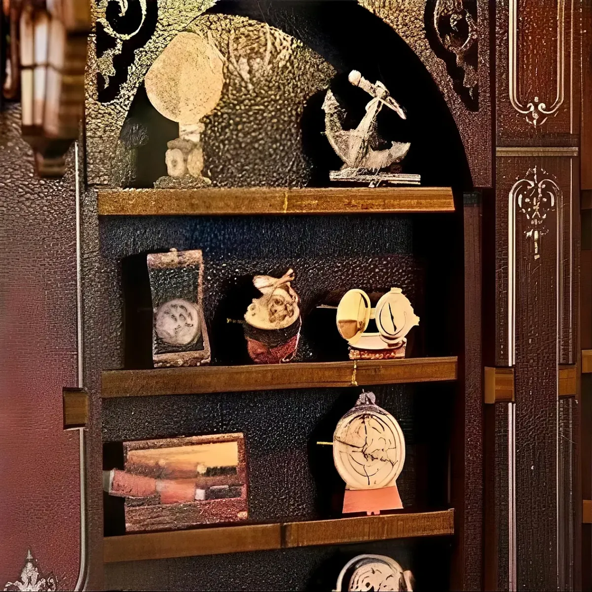Multi-Tier Partitioned Solid Wood Display Shelves