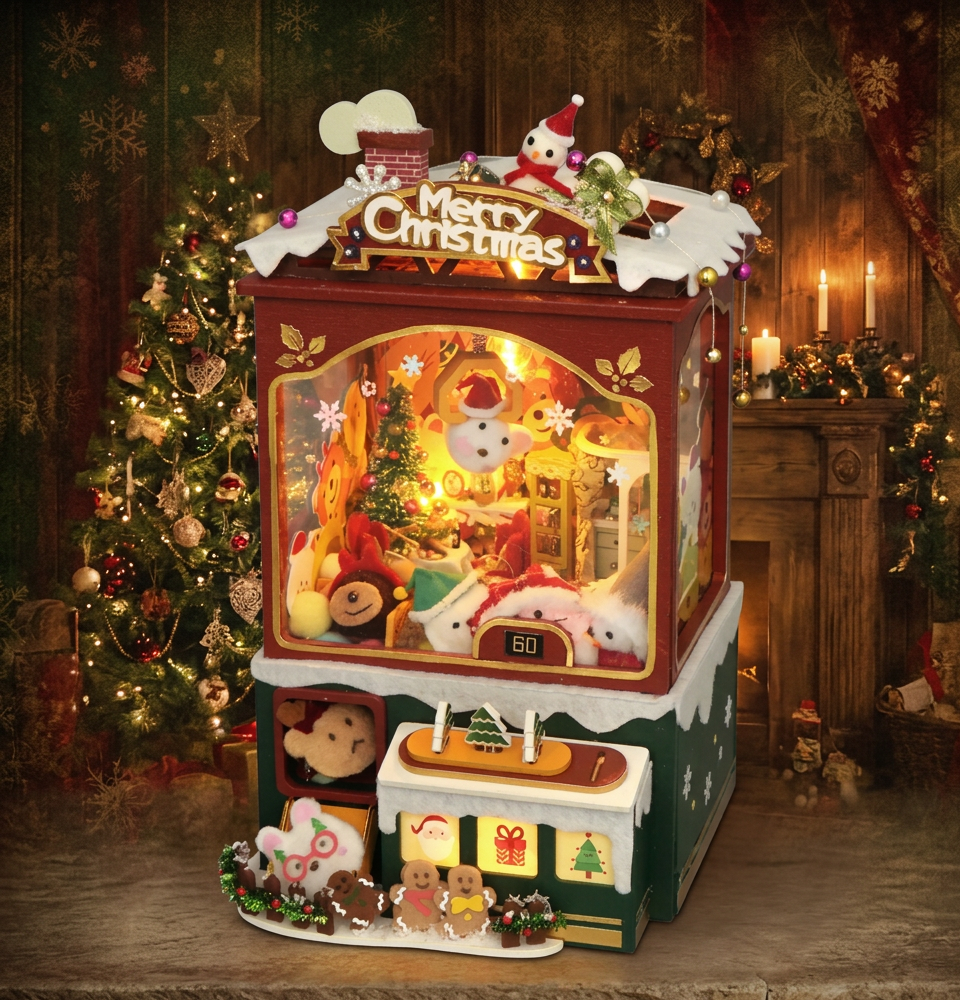 Christmas Crane Game Book Nook Kit build detail