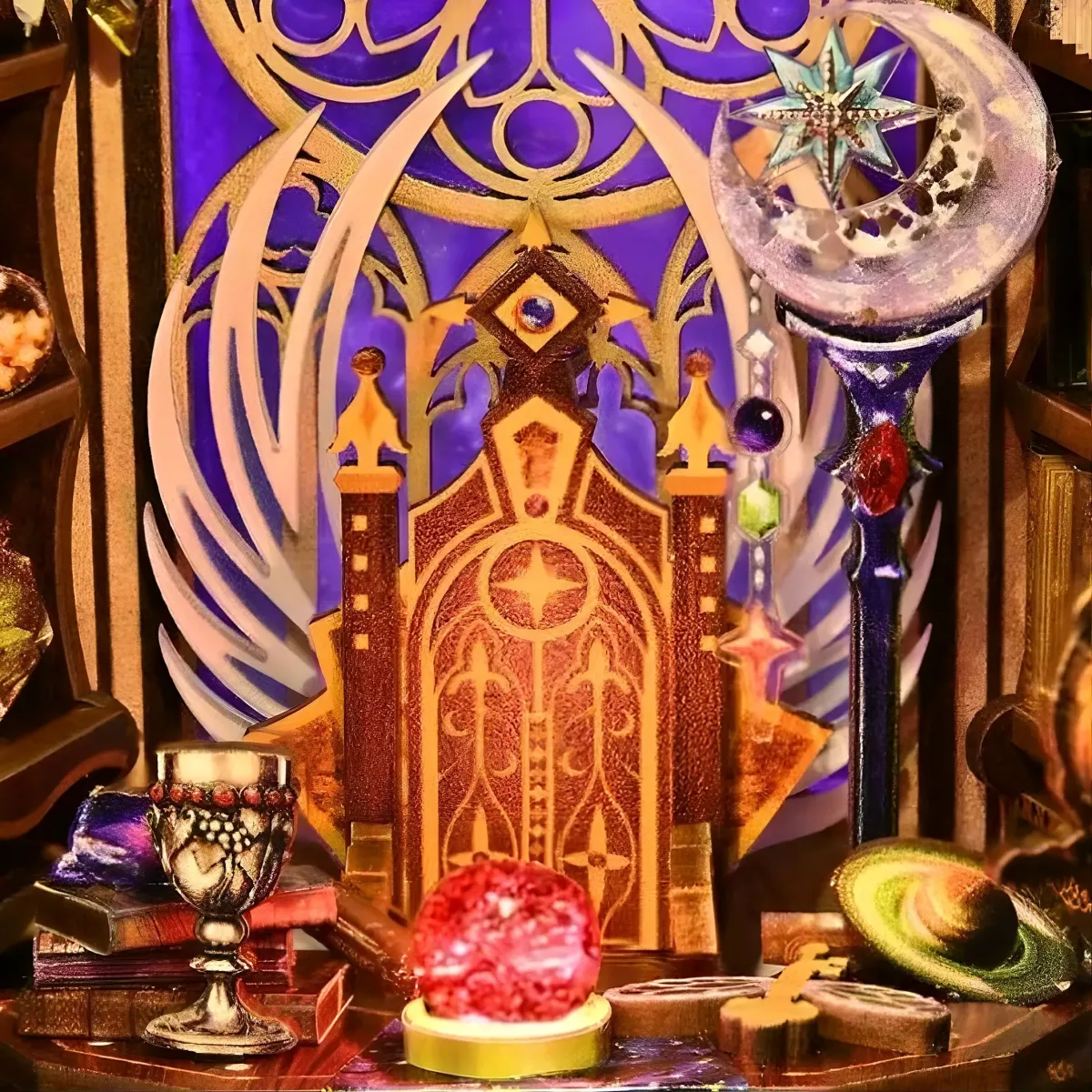 Purple Backlit Gothic Carved Background