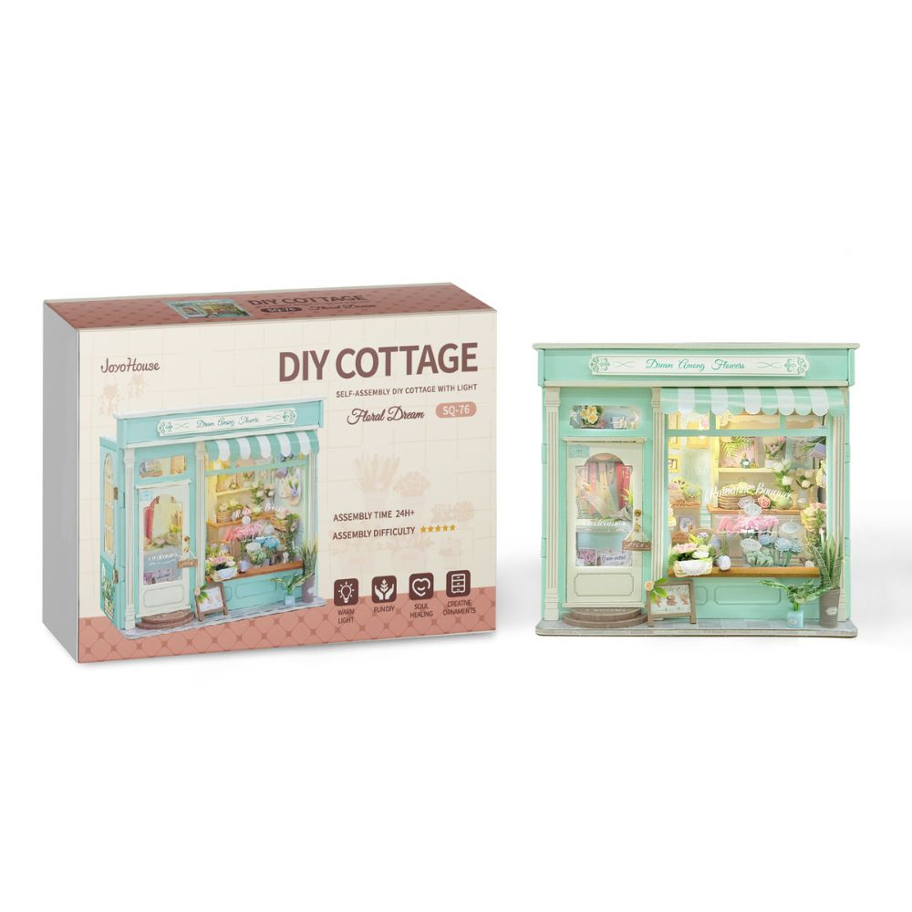 The kit often includes LED lighting to create a warm, cozy glow when finished, making it a popular piece for home decor or as a gift for hobbyists. 