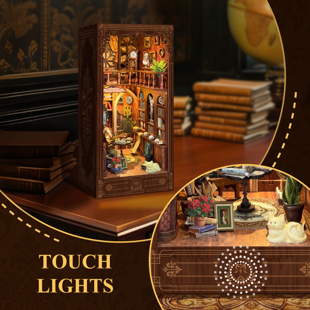 As indicated by the "TOUCH LIGHTS" text in the image, the model incorporates LED lighting, which is a common feature in these kits to enhance the visual appeal of the scene. 