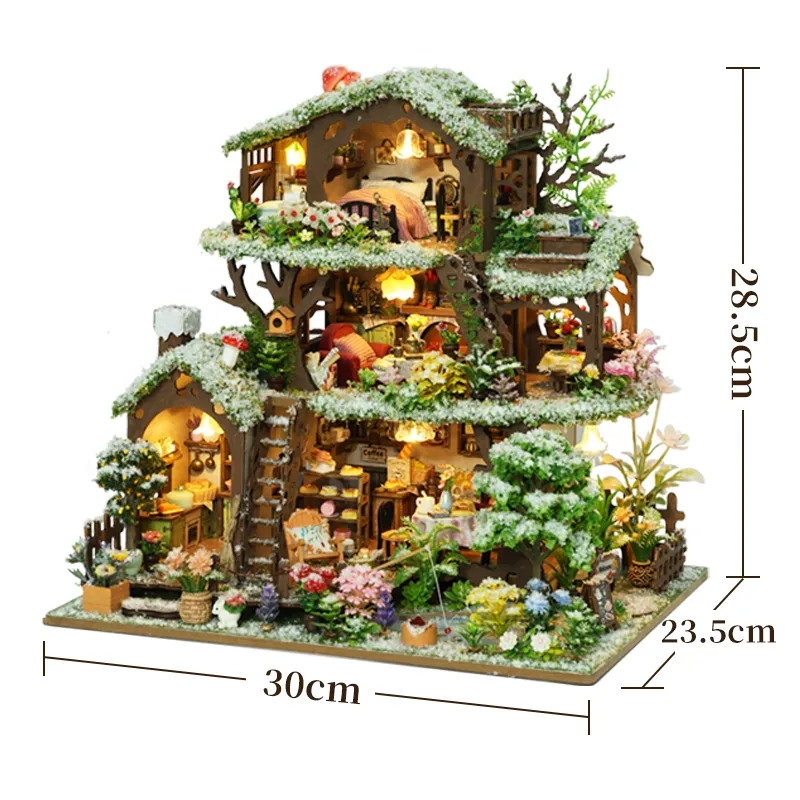 Time Treehouse DIY Mini House Kit l DIY Miniature Kit (Snowy Scene Edition)