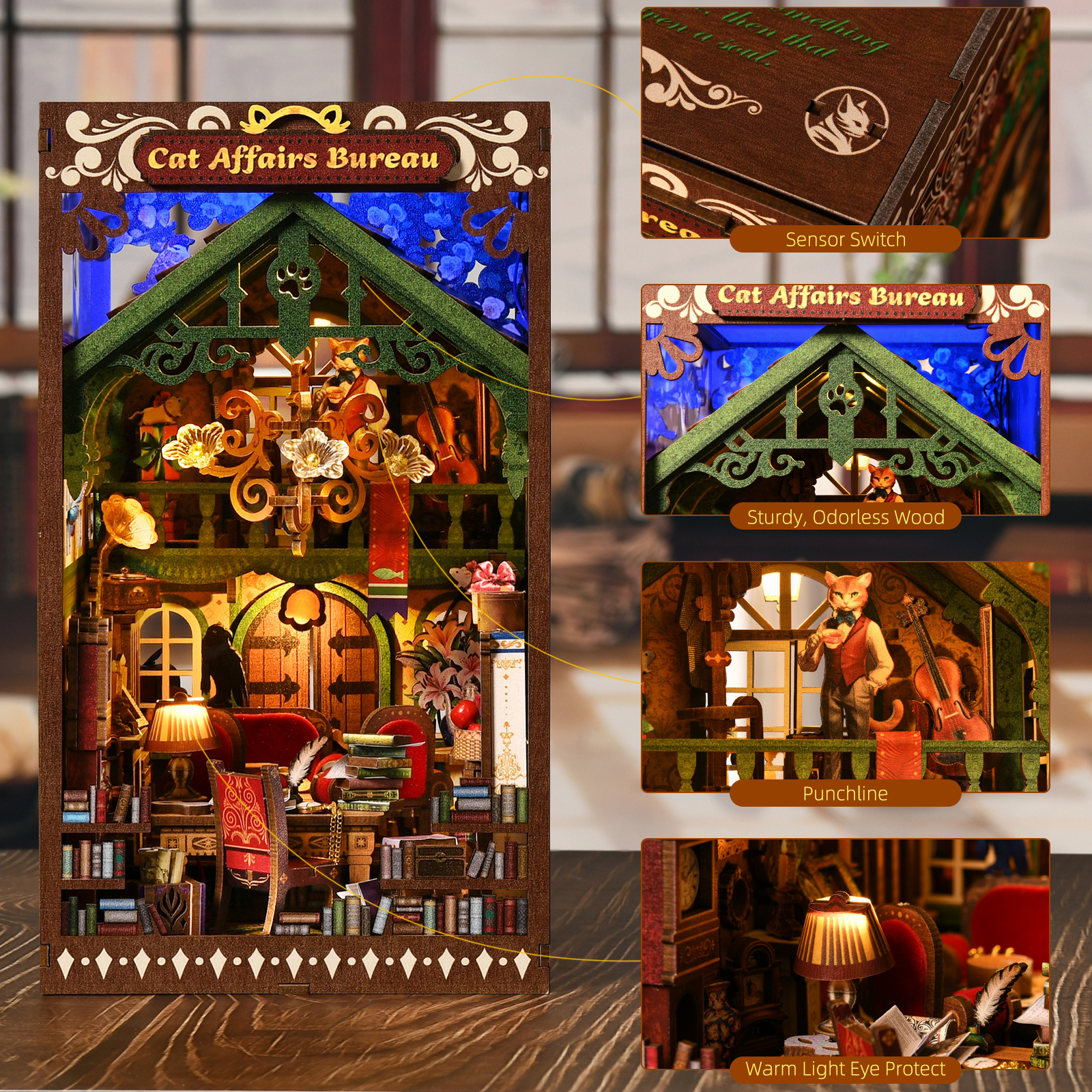 Cat Affairs Bureau DIY Book Nook Kit-Book Nook World