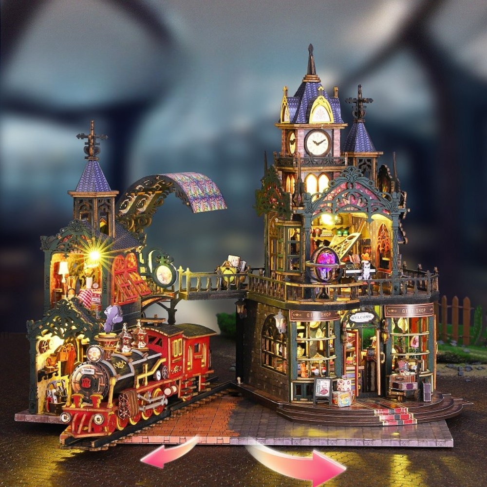 Rail-track Secluded City: Train Mini House Kit l DIY Miniature Kit