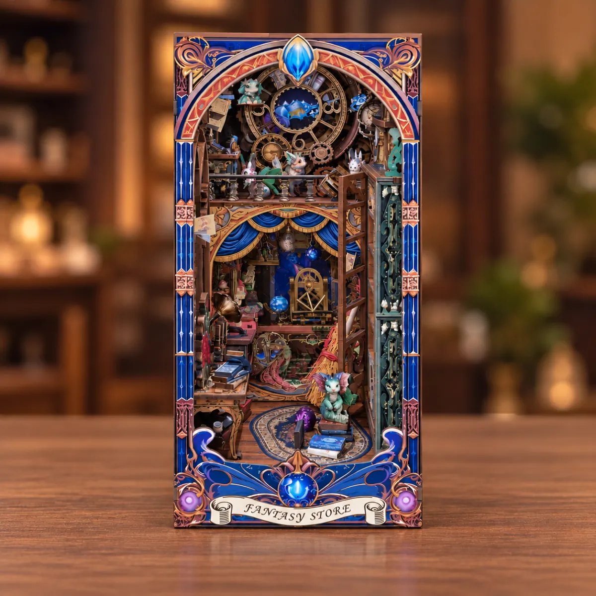 Fantasy Store DIY Book Nook Kit with lights off