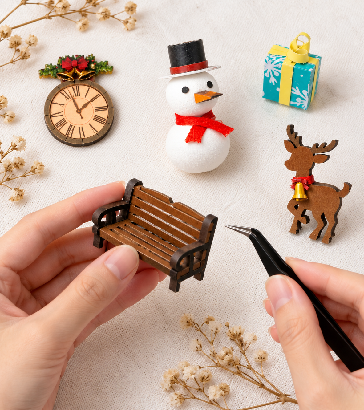 Enchanted Christmas DIY Book Nook Kit build detail