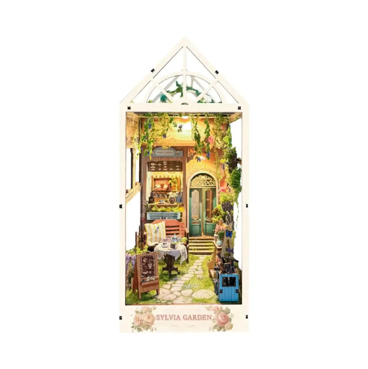 Bouwdetails van Sylvia Garden doe-het-zelf boekenhoekset