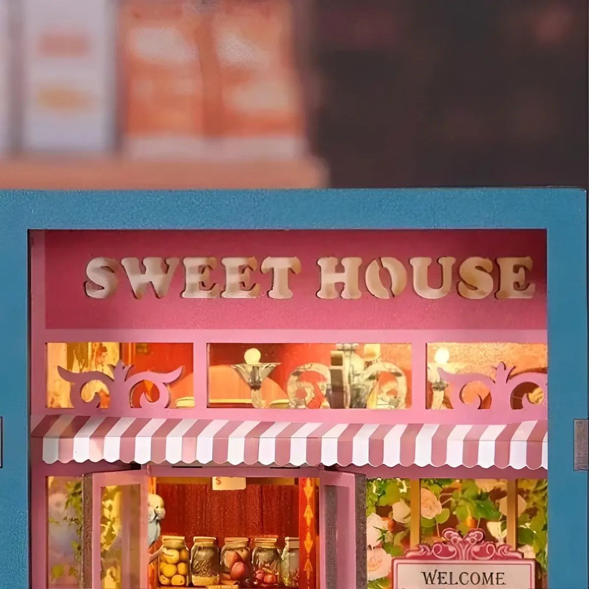 Pastel Pink Vintage Candy Store Facade