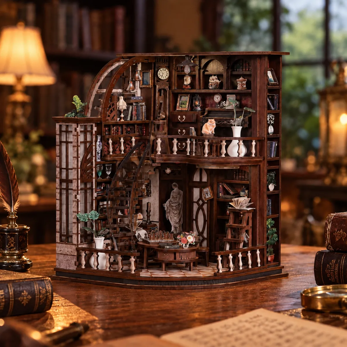 Bacchus Bookstore DIY Mini House | DIY Miniature Kit with lights off