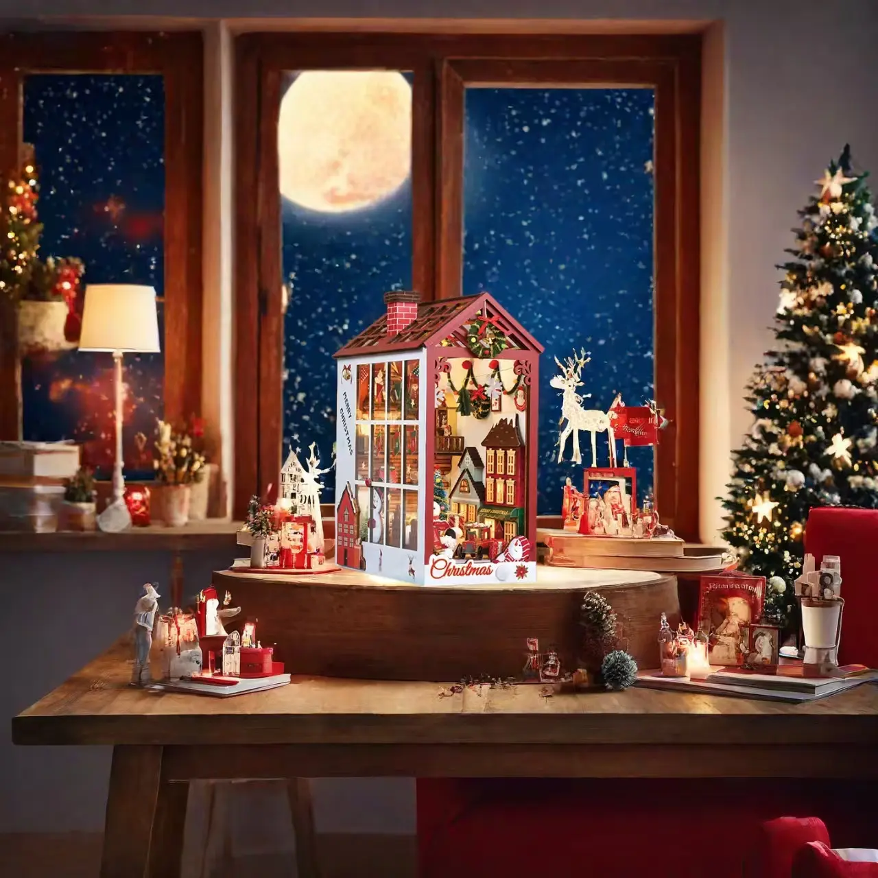 Christmas DIY Book Nook Kit（with Music Box)）