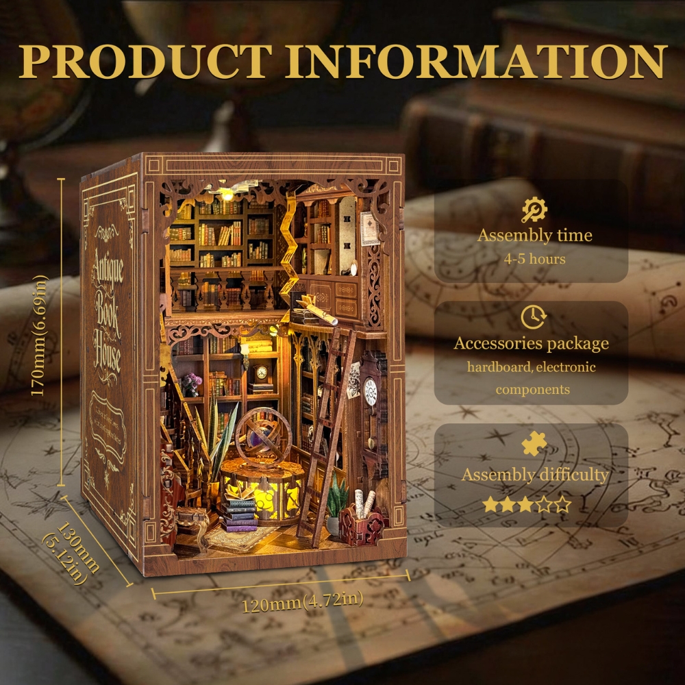 Dimensions: Approximately (170mm) (height) x (130mm) x (120mm) (width). Assembly: Estimated assembly time is 4-5 hours, featuring a moderate difficulty level.