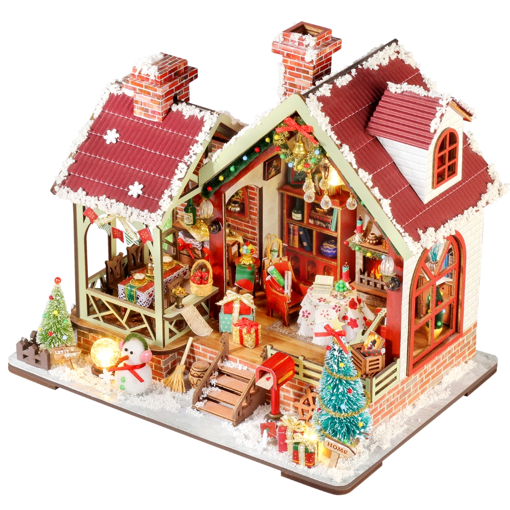 Warm Christmas Lodge Mini House Kit l DIY Miniature Kit-Book Nook World