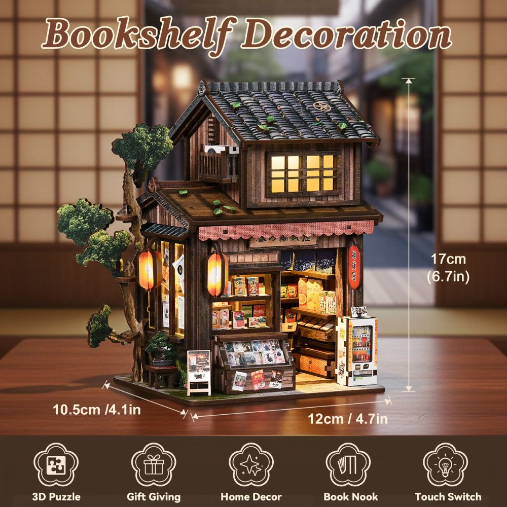 The kit captures the charm of traditional Japanese life and is used as a decorative bookend.