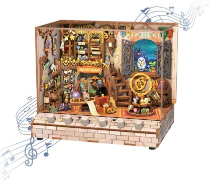 Magic Shop DIY Miniature Kit with Dynamic LCD Scene, Music, and USB Power-Book Nook World