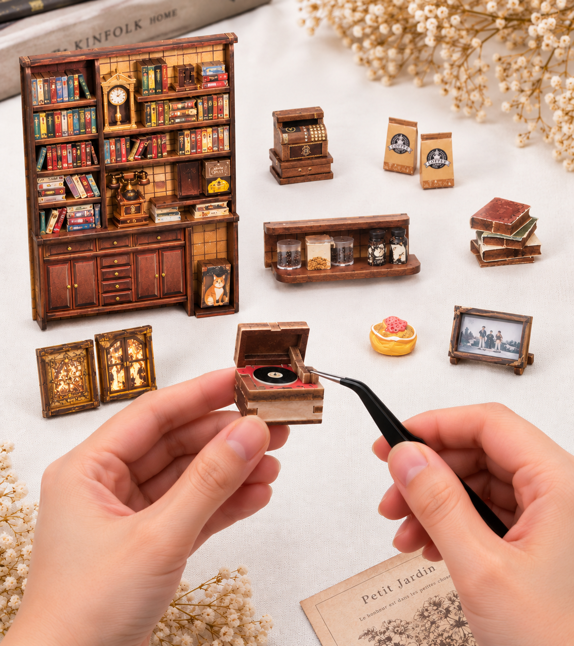 Corner Coffee Shop DIY Book Nook Kit build detail