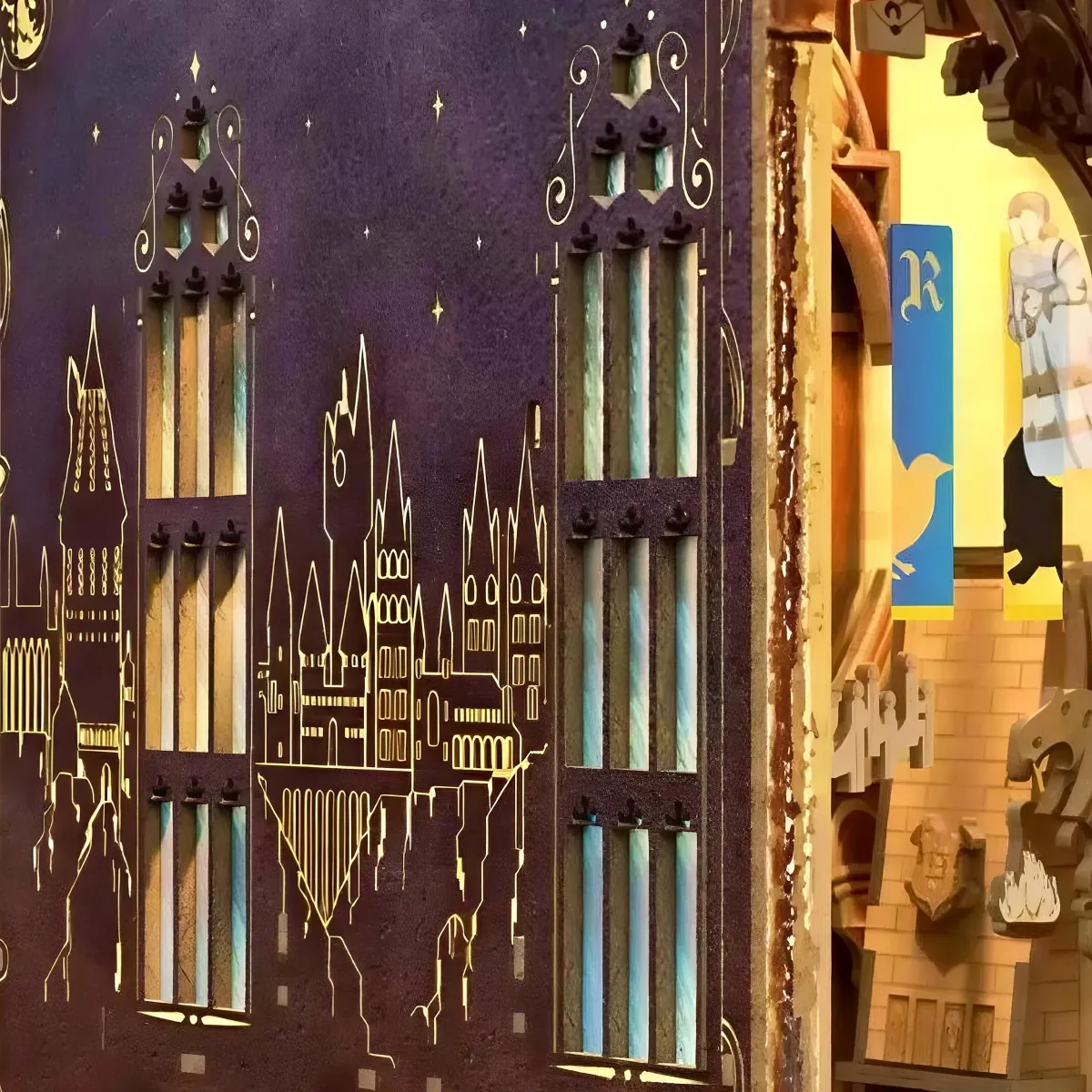 Silhouette de château magique décor latéral avec design de ciel nocturne