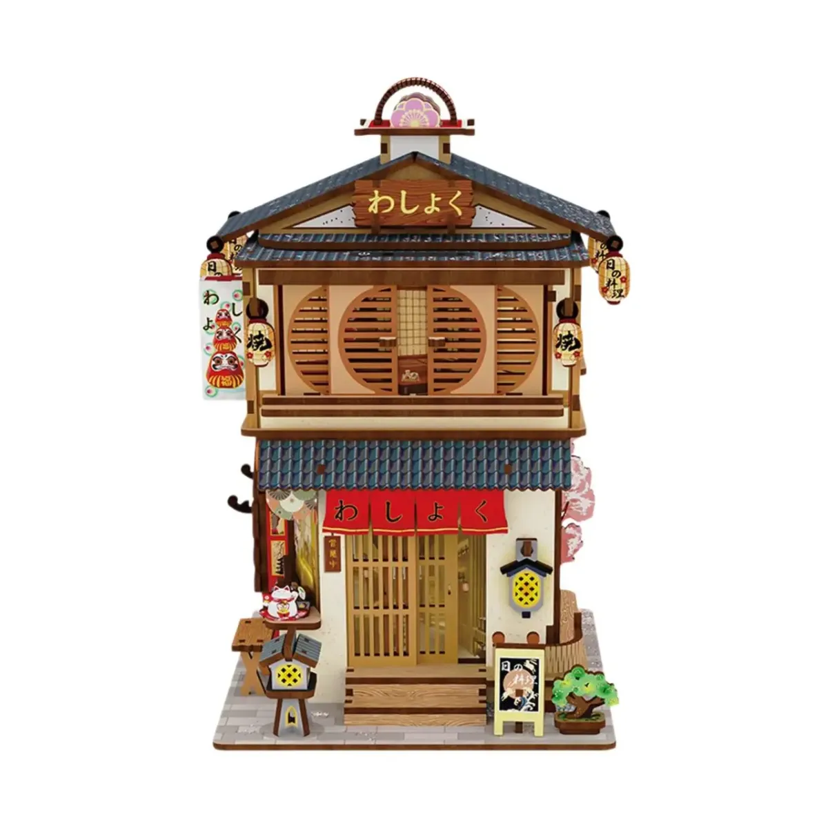 Bouwdetails van Keuken Restaurant Houten Puzzel Miniatuur Poppenhuis Opslagdoos Kit