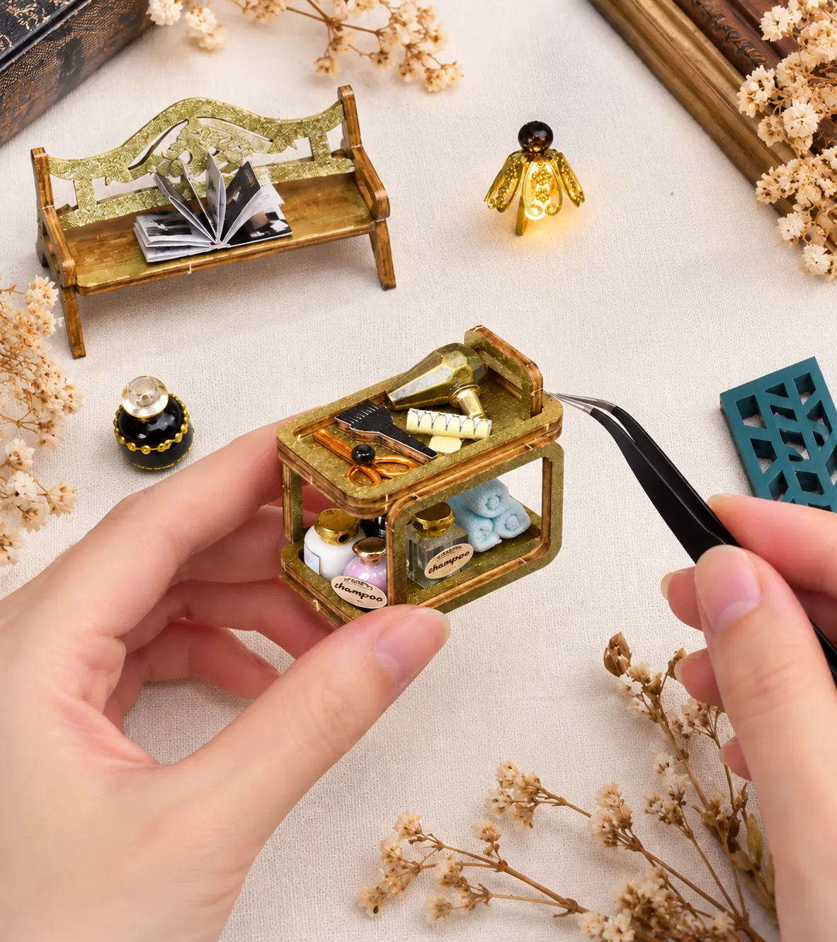 Hair Salon DIY Miniature Kit build detail