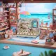 Café en bord de mer DIY Maison de poupée avec musique dynamique et scène dynamique