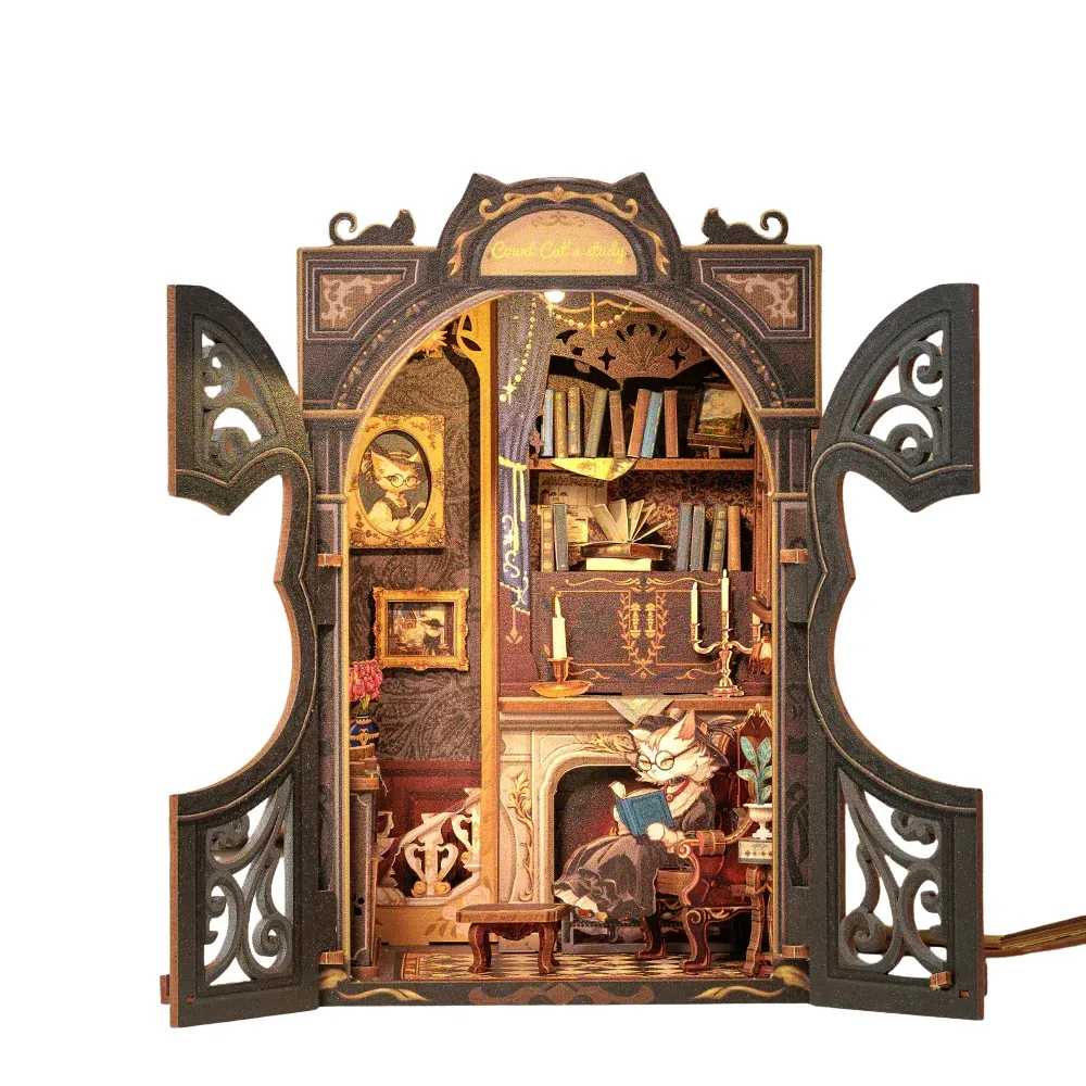 Count Cat's Study DIY Book Nook Kit build details