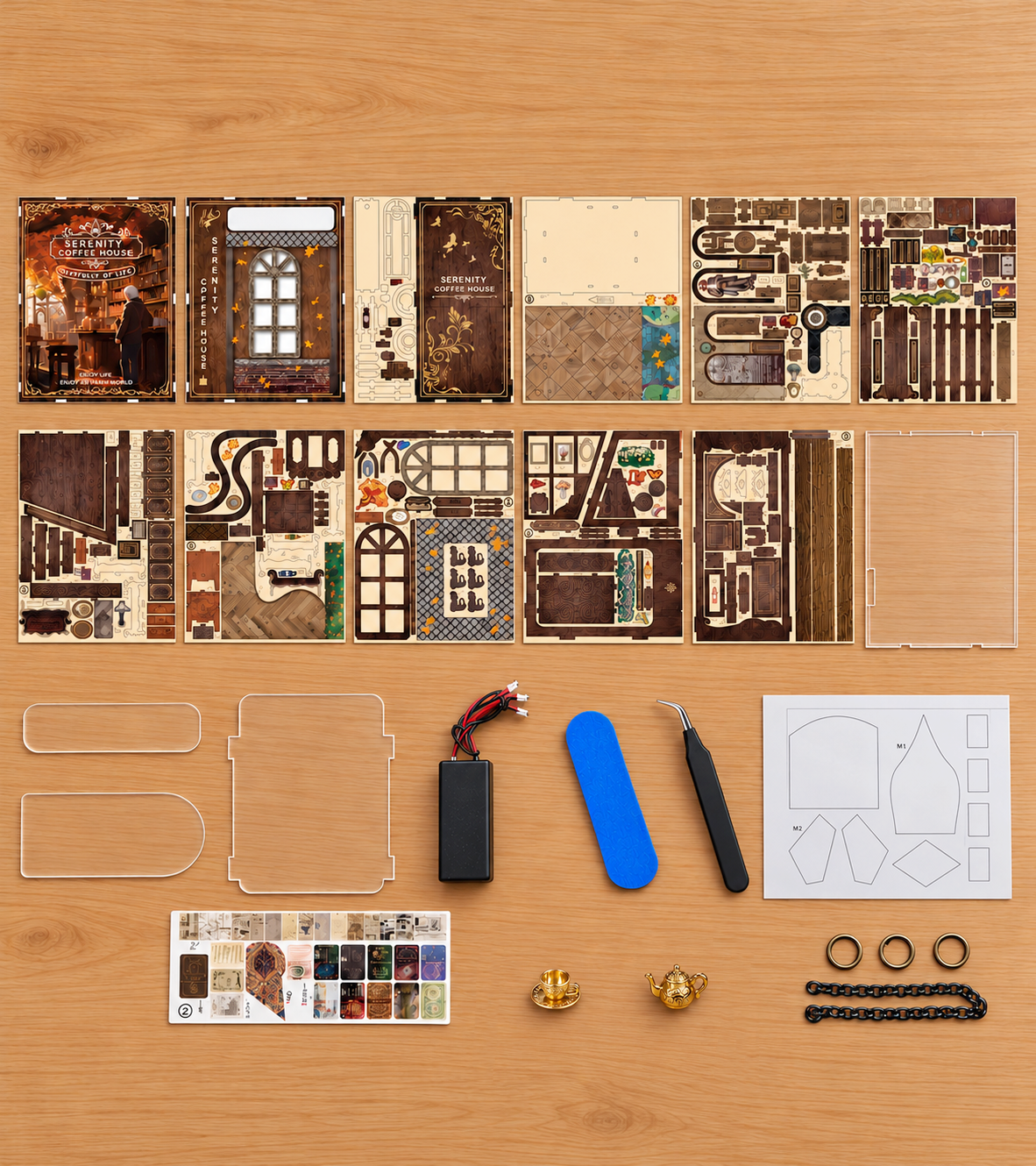 Serenity Coffee House DIY Book Nook Kit build detail