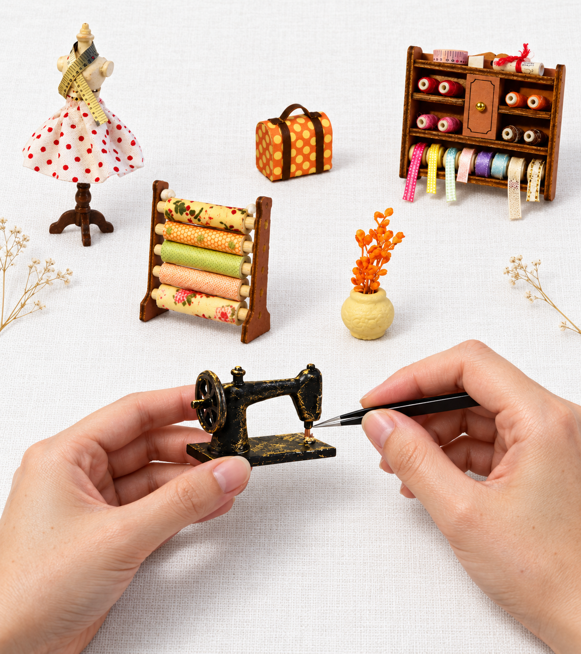 Tailor Shop Mini House Kit l DIY Miniature Kit build detail